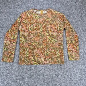 Vintage Goldworm 60s Merino Wool Long Sleeve Top Italy Size 14 Multicolor
